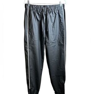 NWT RAINS Unisex Black Rain Pants Joggers Reflective Stripe Lightweight - Size L
